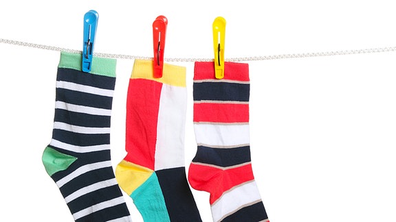 Socken auf einer Wäscheleine