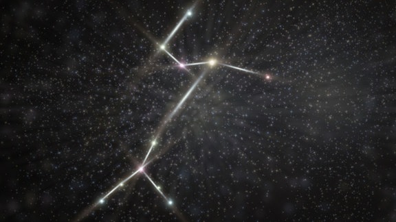 Sternbild Canis Major mit Sirius als Illustration mit farblich hervorgehobenen Sternen